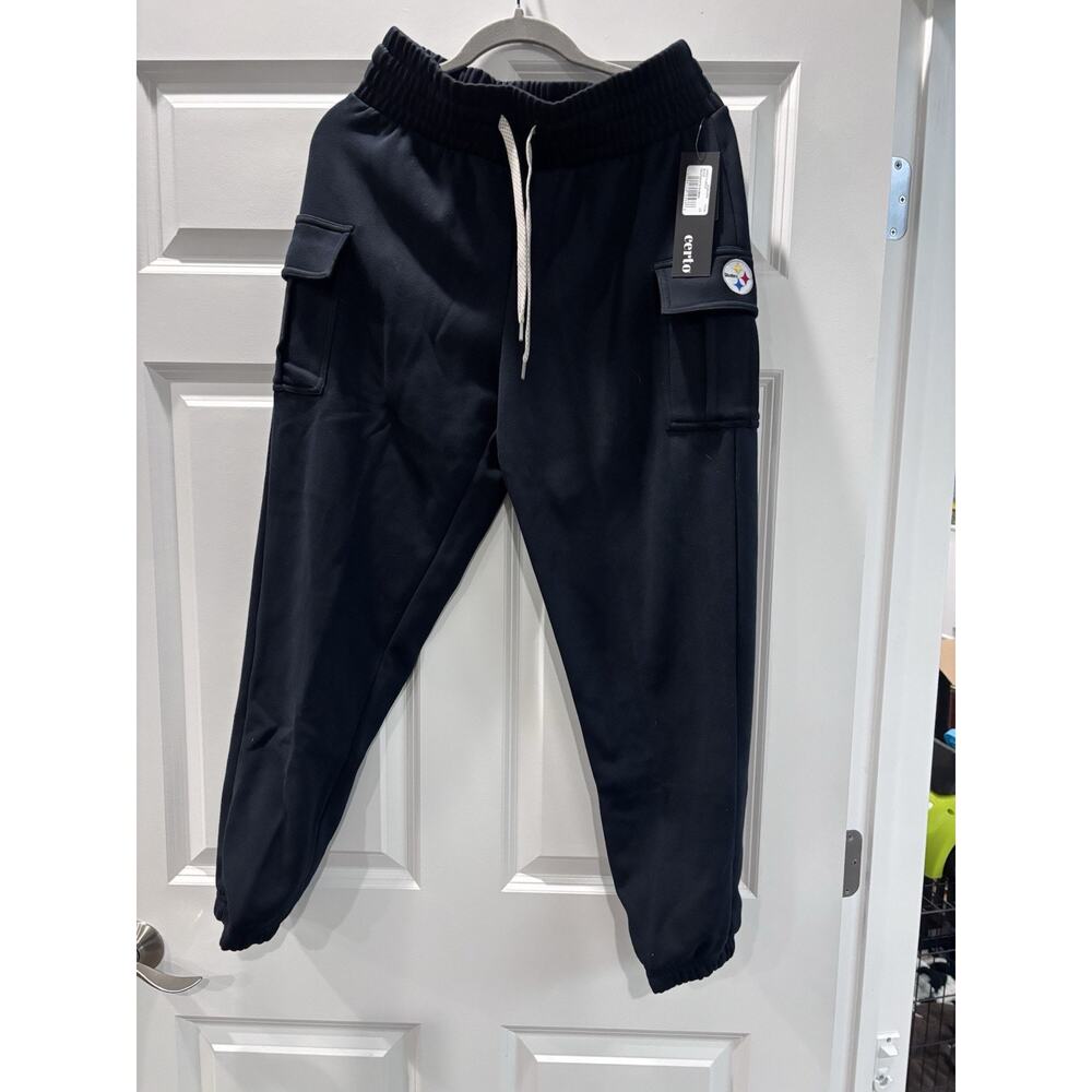 Black Cargo Fleece Pants Steelers NFL Licensed. New with Tags - Large